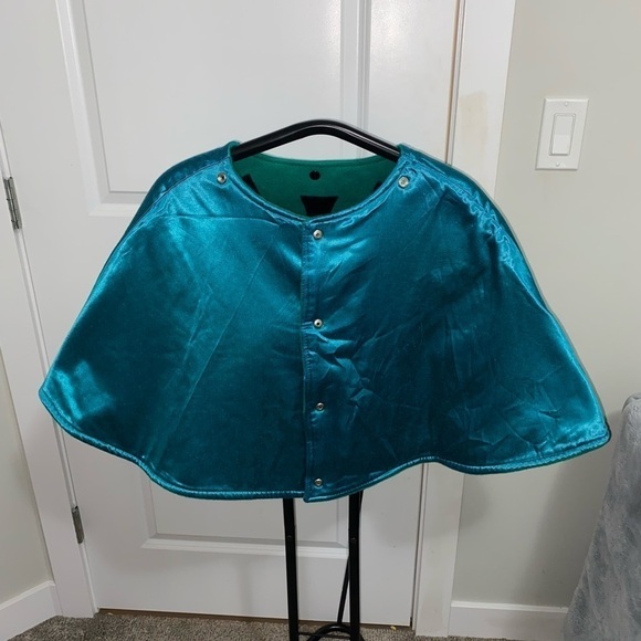 1950’s Thick Sleeveless Wool & Satin Silk Capelet Shawl Art Deco Motif Vintage - Picture 3 of 4